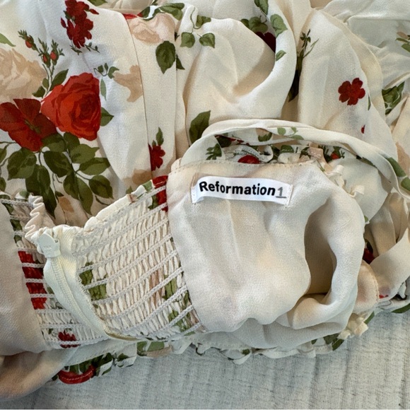 REFORMATION Christine Ruffle Mini Dress Florence Floral Print Size 6 $218 - Picture 6 of 11